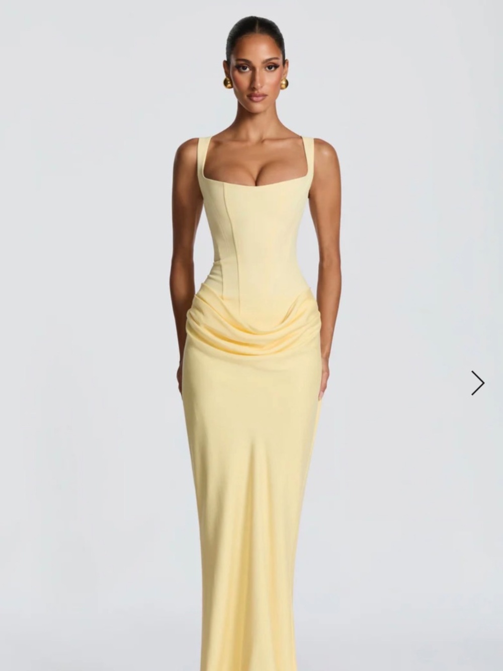 Sleeveless Yellow Maxi Dress with Draped Waist